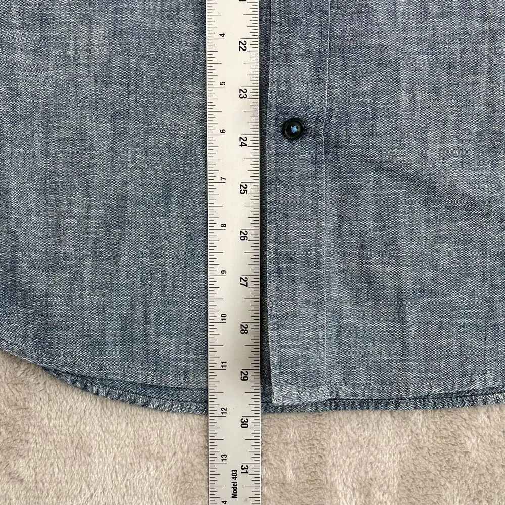 Banana Republic Shirt Men Large Blue Chambray Grant Fit Long Sleeve‎ Preppy
